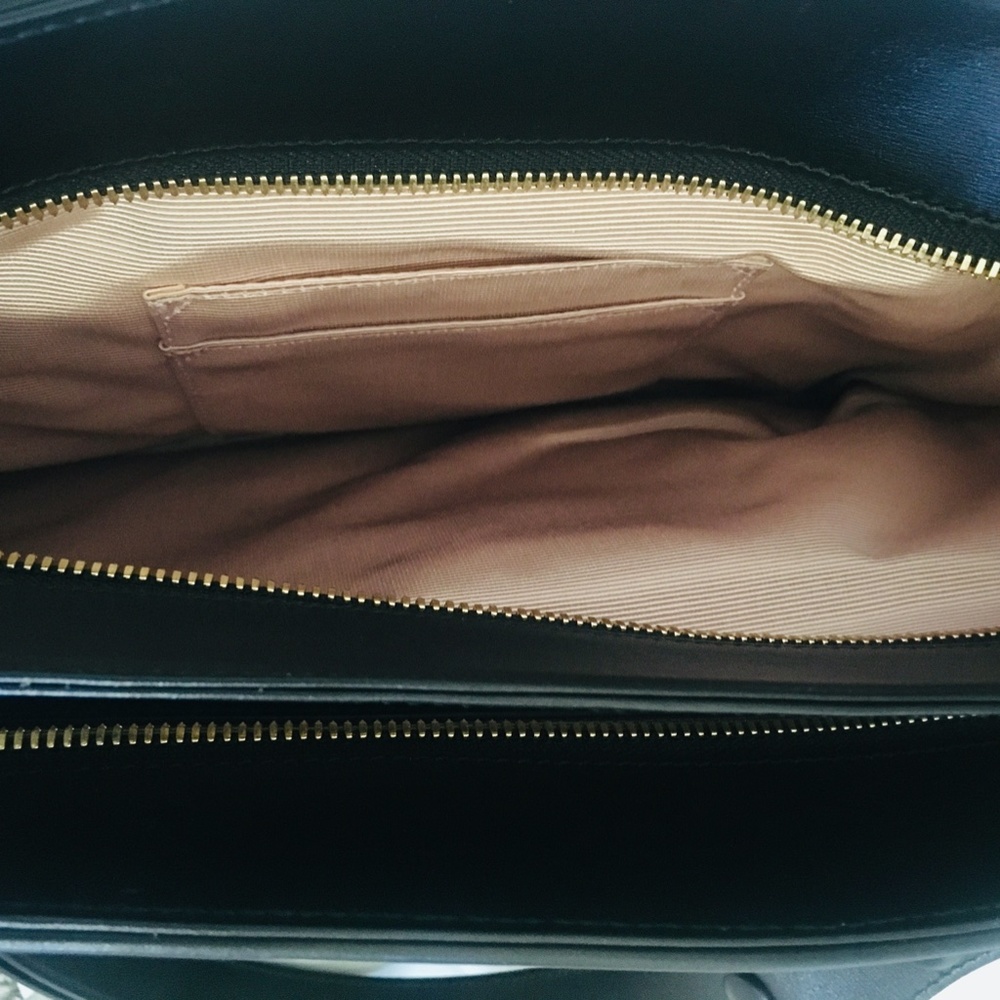 New Authentic Gucci Large GG Leather Top Handle Bag Black Gold - Picture 11 of 15